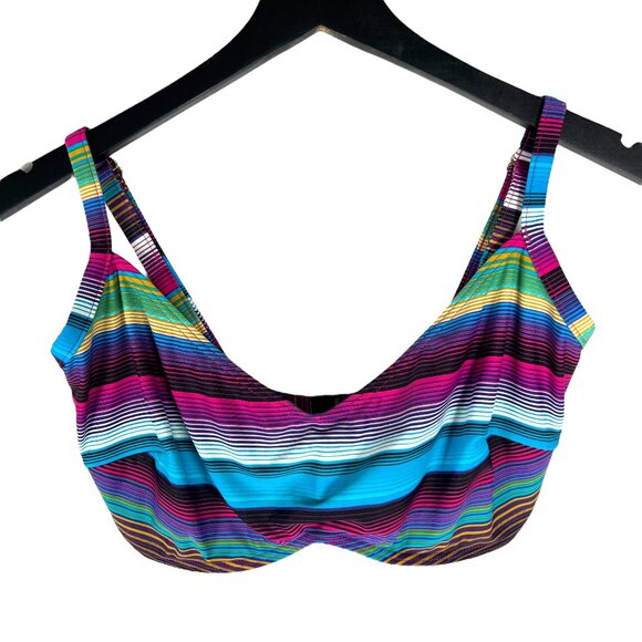 Lepel Underwire Bikini Top in Multicolor Fuchsia Stripes Size 32FF - Picture 1 of 9